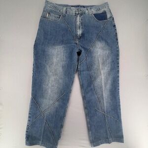 VTG 2000s Koman Jeans Mens 40x32 Baggy Y2K Raw Stitch Skater Denim⁠.